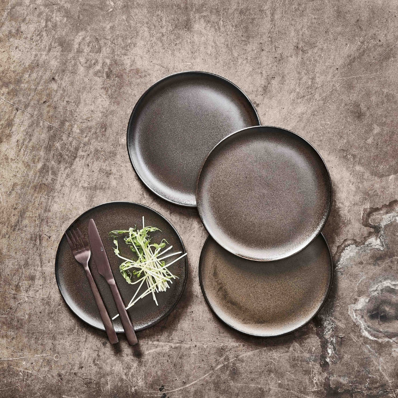 Aida RAW Lunch Plate Metallic Brown Handmade Stoneware 23cm Set of 6 - Lighting.co.za