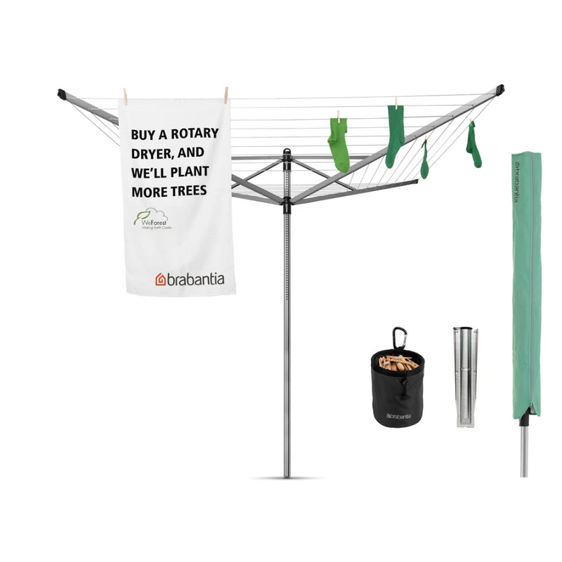 Brabantia Lift-O-Matic 4-Arm Rotary Dryer 50m Metallic Grey - Lighting.co.za
