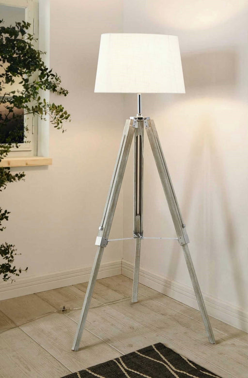 Aridea Wood And Beige Shade Floor Lamp - Lighting.co.za