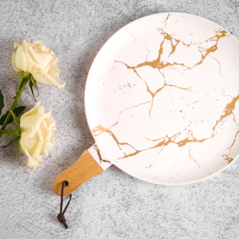 Nicolson Russell Kintsugi Serving Plate with Wooden Handle - Lighting.co.za