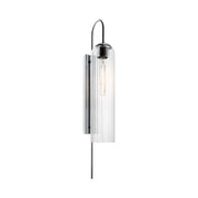 Pret Black | Chrome and Clear Ribbed Glass Wall Light - Lighting.co.za