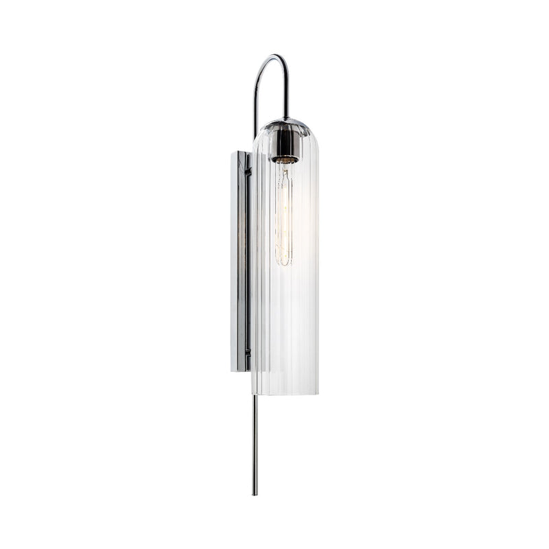 Pret Black | Chrome and Clear Ribbed Glass Wall Light - Lighting.co.za