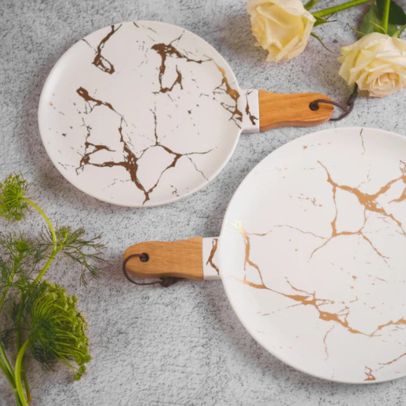 Nicolson Russell Kintsugi Serving Plate with Wooden Handle - Lighting.co.za