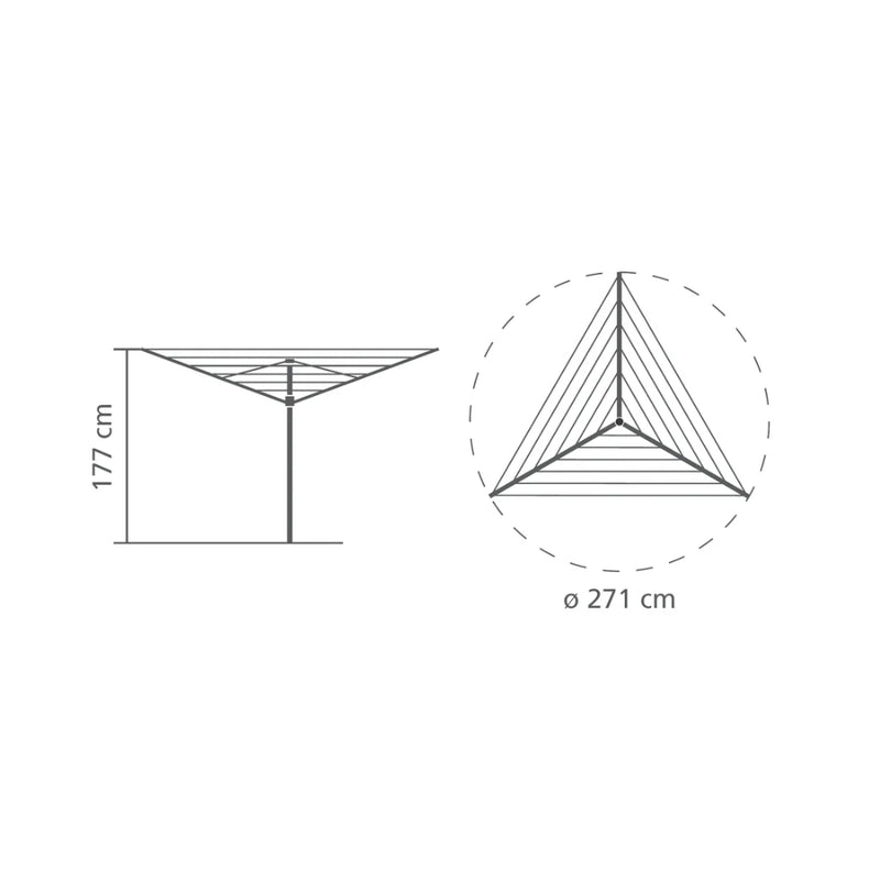 Brabantia Compact 3-Arm Rotary Dryer 30m with Ground Tube - Lighting.co.za