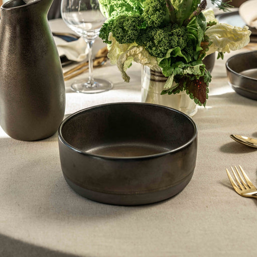Aida RAW Metallic Brown Handmade Stoneware High Bowl 19.5cm Set of 4 - Lighting.co.za