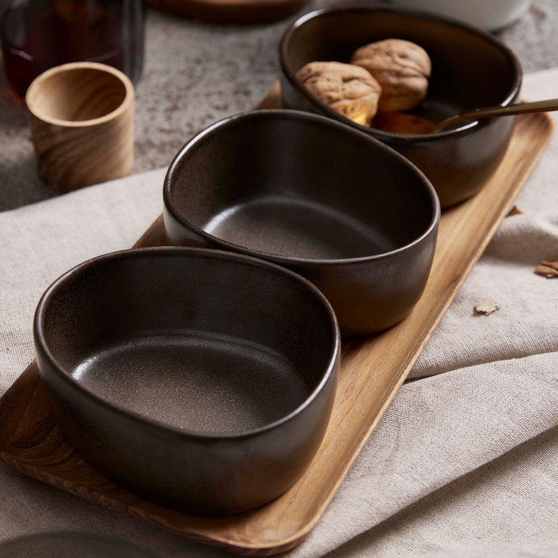 Aida RAW Organic Bowl Set with Teak Board Set of 3 Bowls - Lighting.co.za