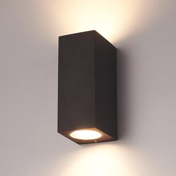 Block C Square Up Down Black GU10 Outdoor Wall Light - Lighting.co.za