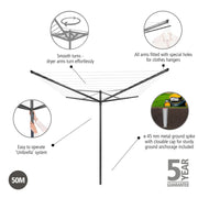 Brabantia Topspinner 4-Arm Rotary Dryer 50m Anthracite - Lighting.co.za