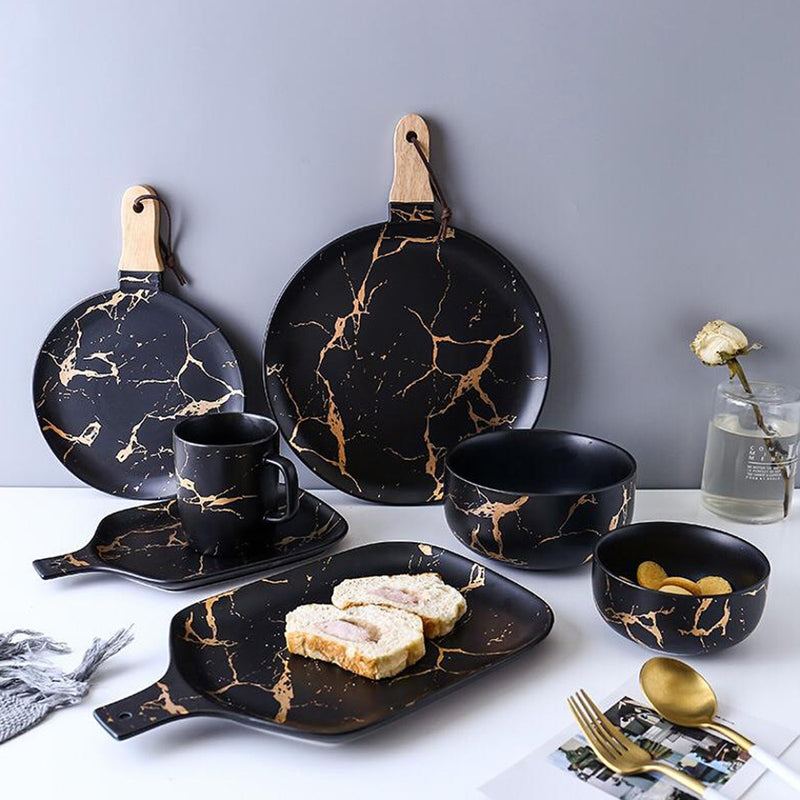 Nicolson Russell Kintsugi Serving Plate with Wooden Handle - Lighting.co.za