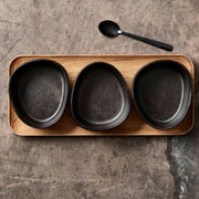 Aida RAW Organic Bowl Set with Teak Board Set of 3 Bowls - Lighting.co.za