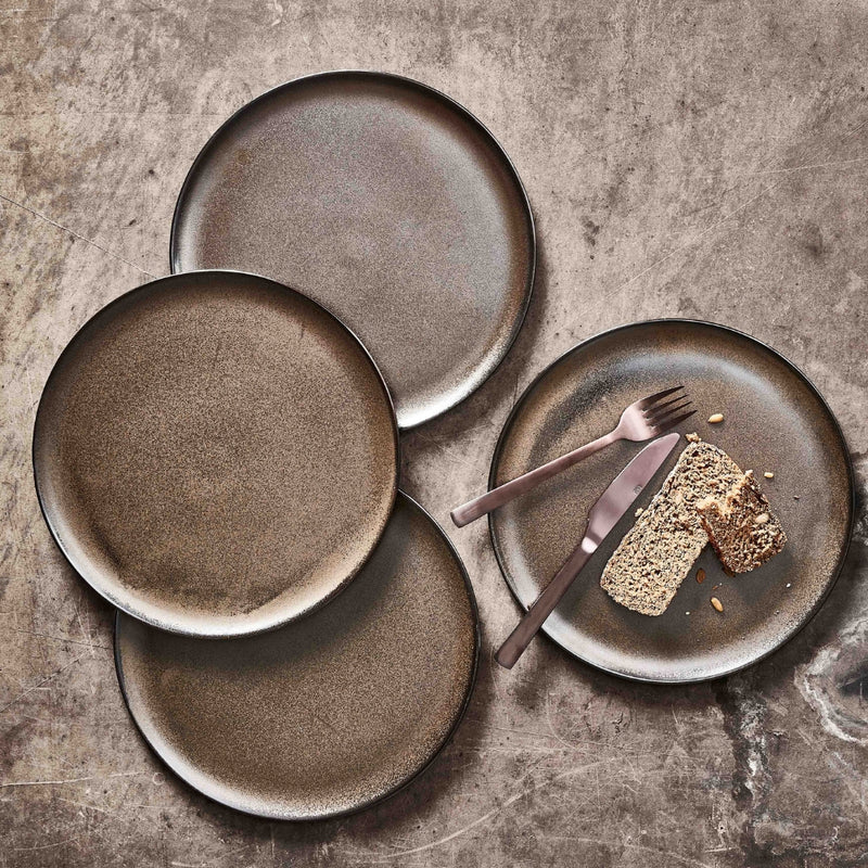 Aida RAW Dinner Plate Metallic Brown Handmade Stoneware 28cm Set of 6 - Lighting.co.za