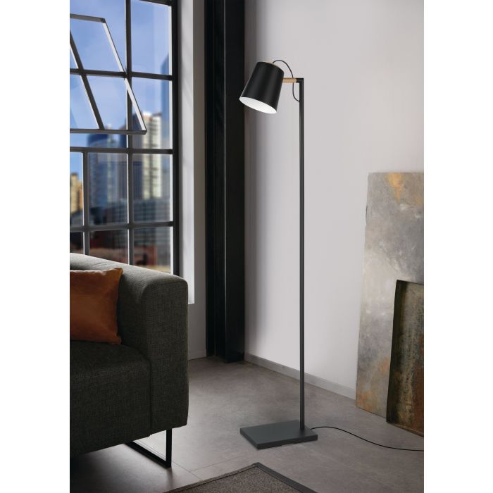 Lacey Black and Wood Floor Lamp