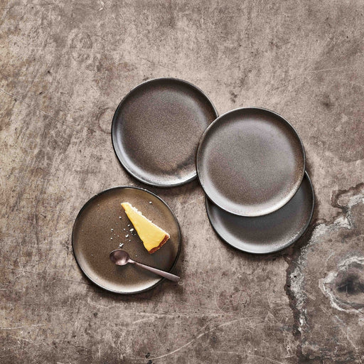Aida RAW Dessert Plate Metallic Brown Handmade Stoneware 20cm Set of 6 - Lighting.co.za