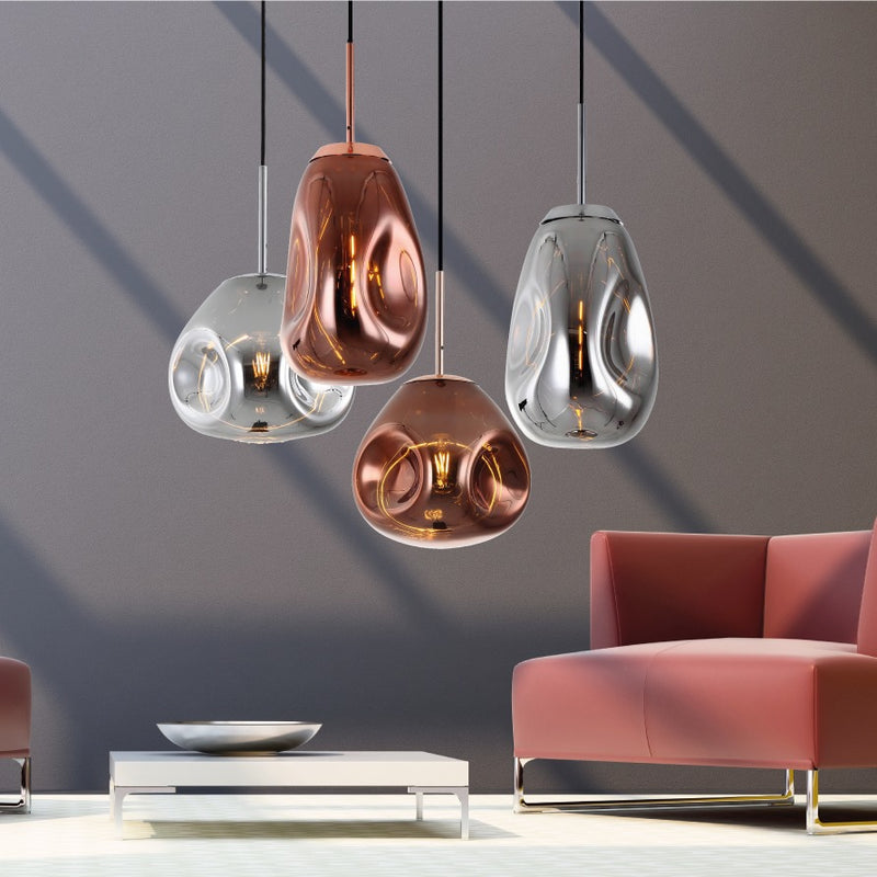 Morpheus Oval Or Round Copper Or Smoke Glass Pendant Light - Lighting.co.za