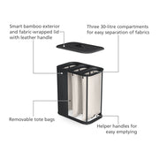 Joseph Joseph Tota Trio Luxe 90L Bamboo Laundry Basket with 3 Removable Bags - Lighting.co.za