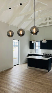Alba Amber | Smoke | Copper | Chrome Glass Ball Pendant Light 2 Sizes - Lighting.co.za