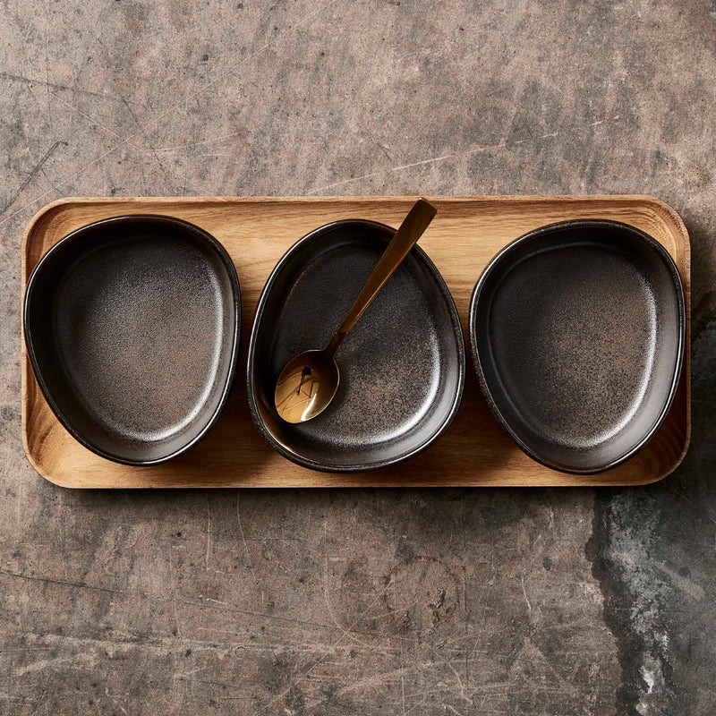 Aida RAW Organic Bowl Set with Teak Board Set of 3 Bowls - Lighting.co.za