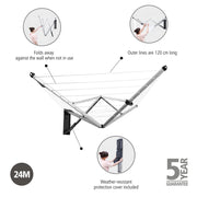 Brabantia WallFix Fold-Away Washing Line 24m - Lighting.co.za