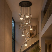 Adair Black with Smoke and Opal Glass 19 Light LED Cluster Pendant Light - Pendant Light - Lighting.co.za