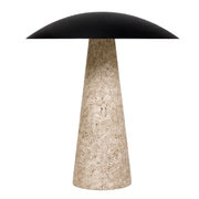 Addie Travertine Marble and Black Dome Shade LED Table Lamp - Table Lamp - Lighting.co.za