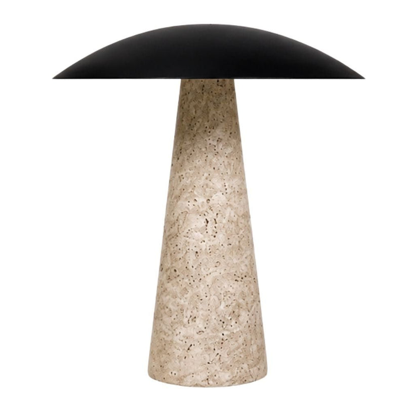 Addie Travertine Marble and Black Dome Shade LED Table Lamp - Table Lamp - Lighting.co.za