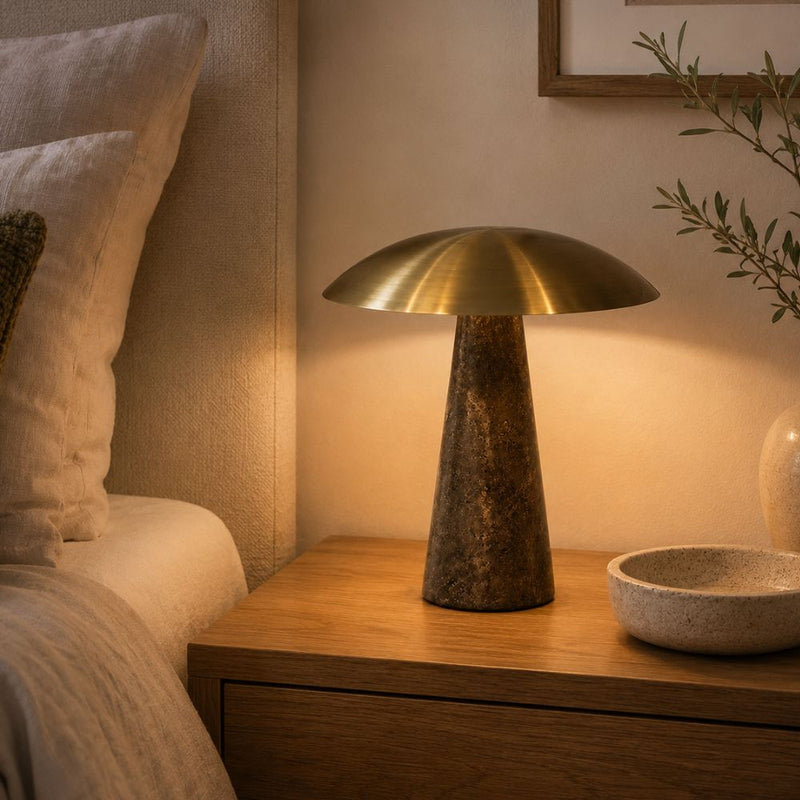 Adira Marble and Gold Dome Shade LED Table Lamp - Table Lamp - Lighting.co.za