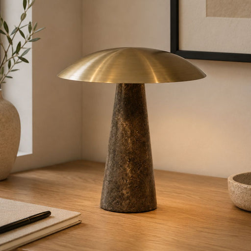Adira Marble and Gold Dome Shade LED Table Lamp - Table Lamp - Lighting.co.za