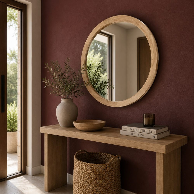 Adore Solid Oak Wood Round Mirror 3 Sizes - Mirror - Lighting.co.za