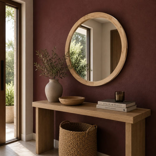 Adore Solid Oak Wood Round Mirror 3 Sizes - Mirror - Lighting.co.za