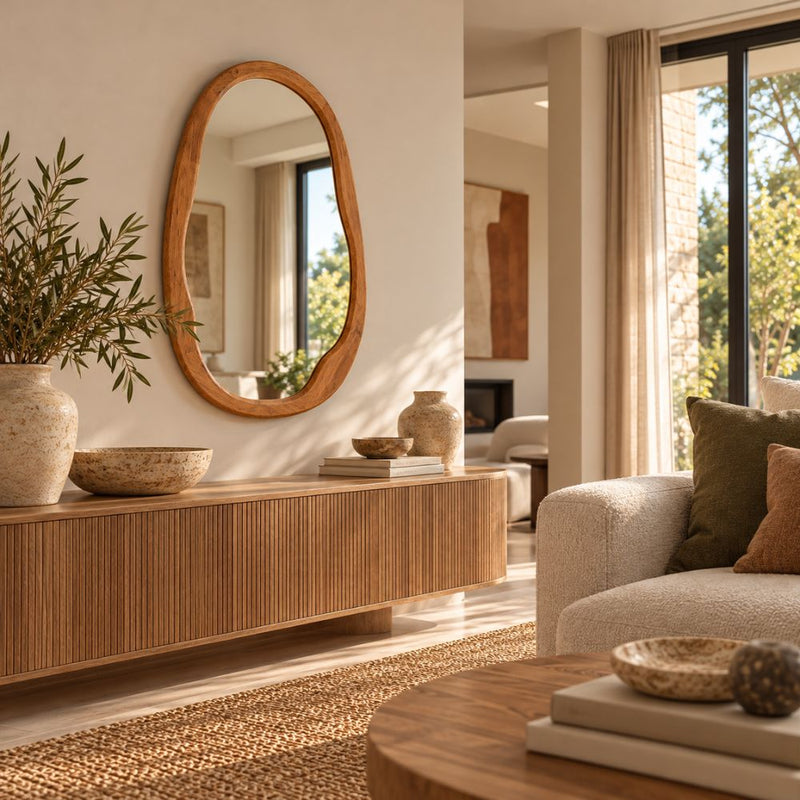 Agatha Irregular Oval Wood Mirror - Mirror - Lighting.co.za