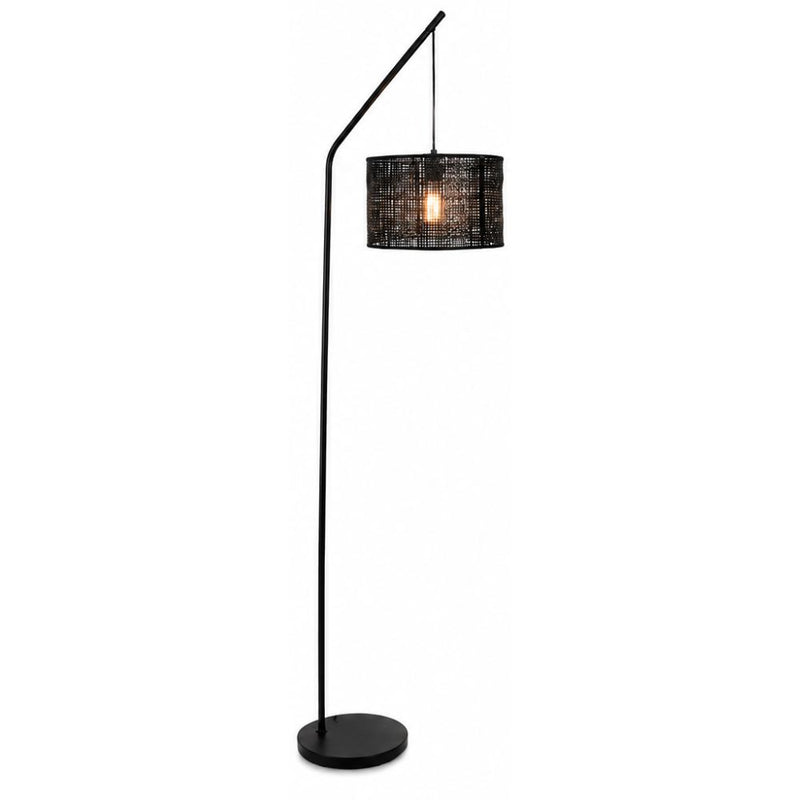 Akari Black Grid Woven Shade Arch Floor Lamp