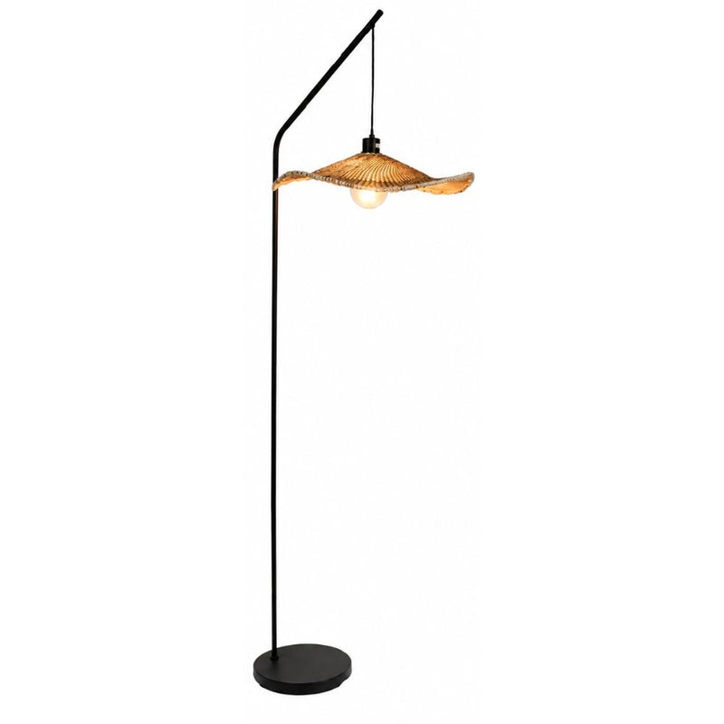 Akari Waverley Rattan Shade and Black Arch Floor Lamp