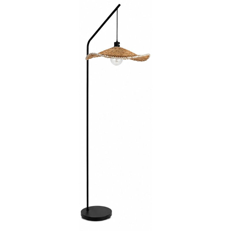 Akari Waverley Rattan Shade and Black Arch Floor Lamp