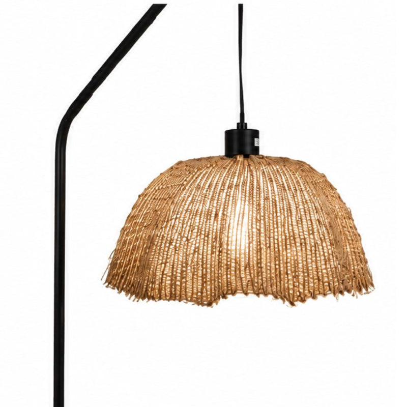 Akari Willa Rattan Shade and Black Arch Floor Lamp