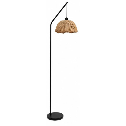 Akari Willa Rattan Shade and Black Arch Floor Lamp - Floor Lamp - Lighting.co.za