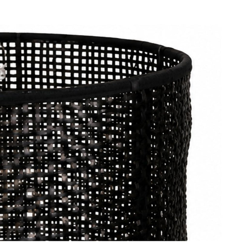 Akari Black Grid Woven Shade Arch Floor Lamp