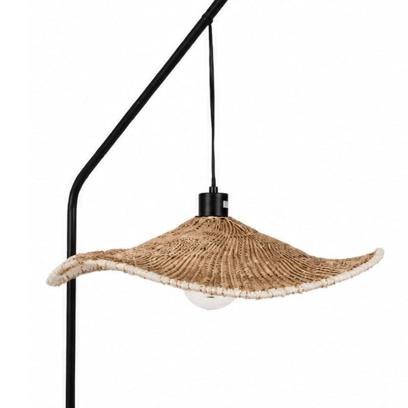 Akari Waverley Rattan Shade and Black Arch Floor Lamp