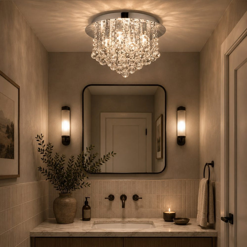 Almonte LED Chrome And Clear Glass Bathroom Ceiling Light - Ceiling Light - Lighting.co.za