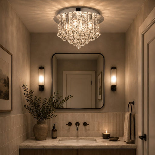 Almonte LED Chrome And Clear Glass Bathroom Ceiling Light - Ceiling Light - Lighting.co.za