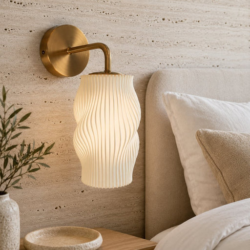 Alouette Brass Sculptural White Shade Wall Light - Indoor Wall Light - Lighting.co.za
