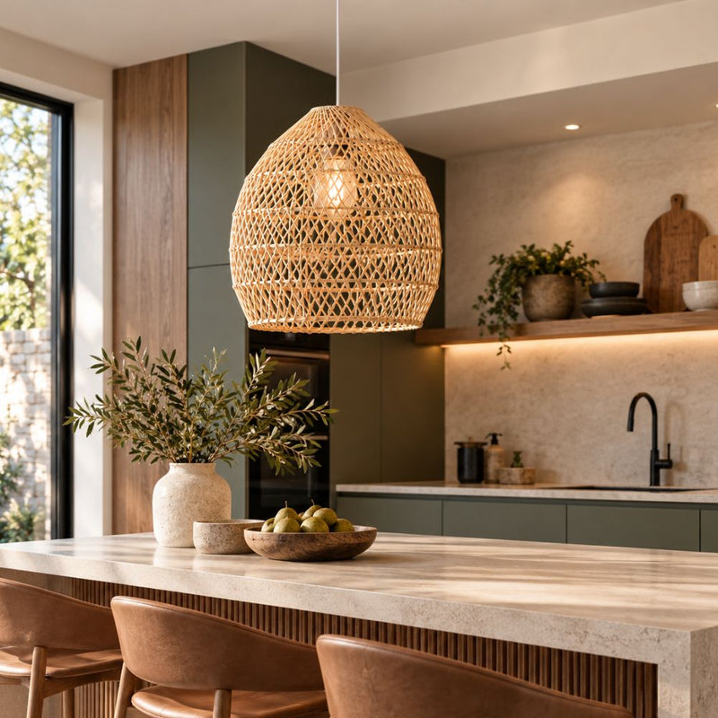 Amani Dome Natural Rattan Pendant Light