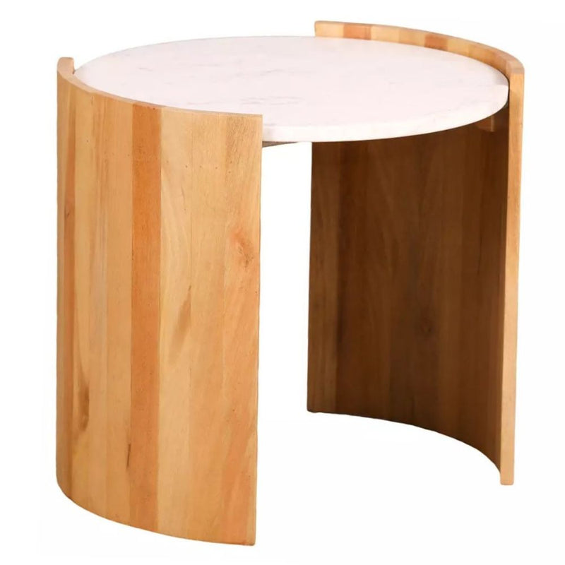 Arden Acacia Wood and Marble Side Table