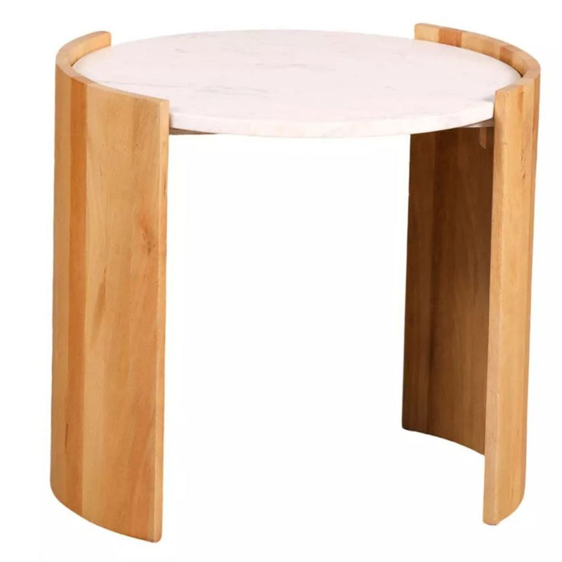 Arden Acacia Wood and Marble Side Table