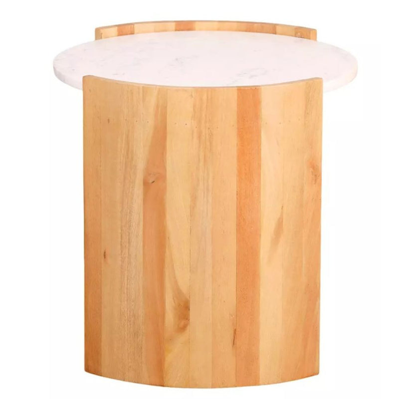 Arden Acacia Wood and Marble Side Table