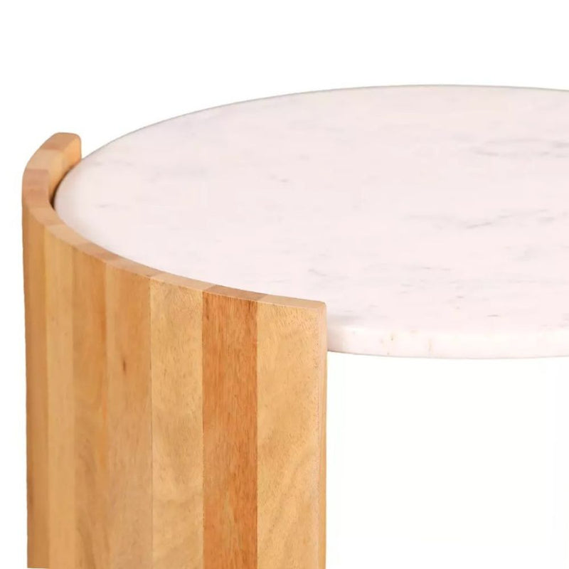 Arden Acacia Wood and Marble Side Table
