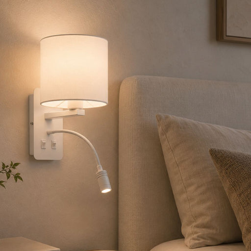 Ariston Round Bedside Reading LED Wall Light with Shade - Indoor Wall Light - Lighting.co.za