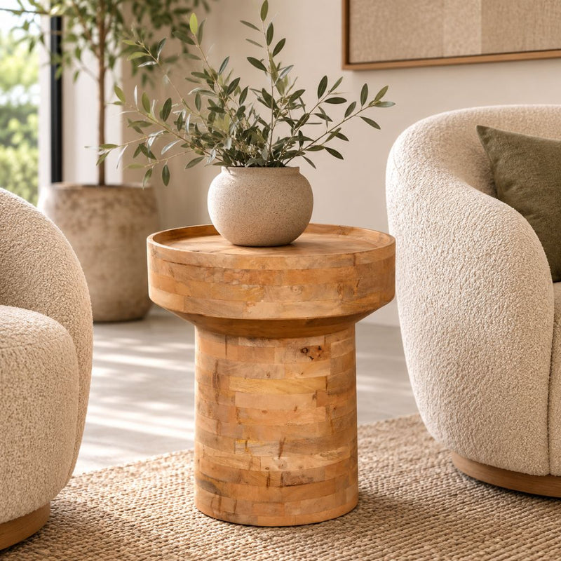 Audrey Natural Acacia Wood Side Table - Side Table - Lighting.co.za