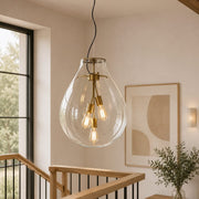 Avondale Drop Clear Glass and Brass Look Pendant Light - Pendant Light - Lighting.co.za