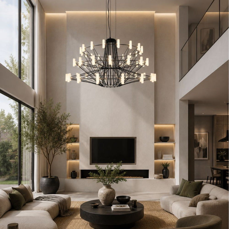 Axis Black or White Large Geometric LED Pendant Light