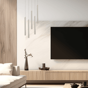 Baton White or Grey Leather and Brass LED Pendant Light - Lighting.co.za